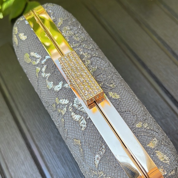 Gray Satin & Lace Clutch - Picture 5 of 17